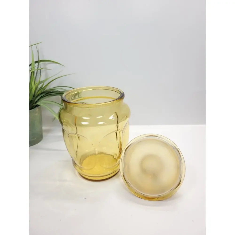 Vintage LE Smith Bubble Amber Glass Canister Jar Apothecary Cookie Container Lid